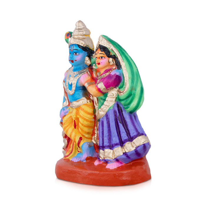 Radha Krishna Clay Golu Bommai - 8 x 6 Inches | Giri Golu Doll/ Navaratri Golu Bomma/Gombe/Bommai