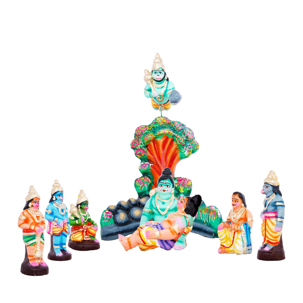 Hanuman Sanjeevi Giri Clay Golu Bommai Set - 15 x 9 Inches | Giri Golu Doll/ Navaratri Golu Bomma/Gombe/Bommai