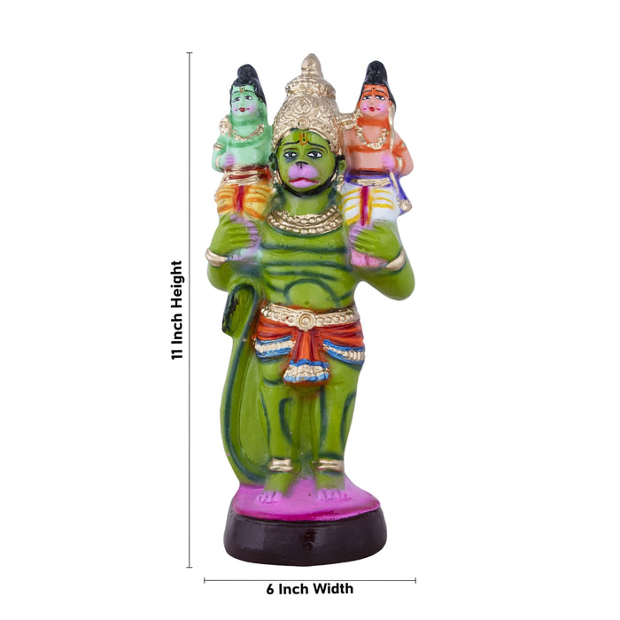 Rama Lakshman And Hanuman Paper Mache Golu Bommai - 11 x 6 Inches | Giri Golu Doll/ Navaratri Golu Bomma/Gombe/Bommai