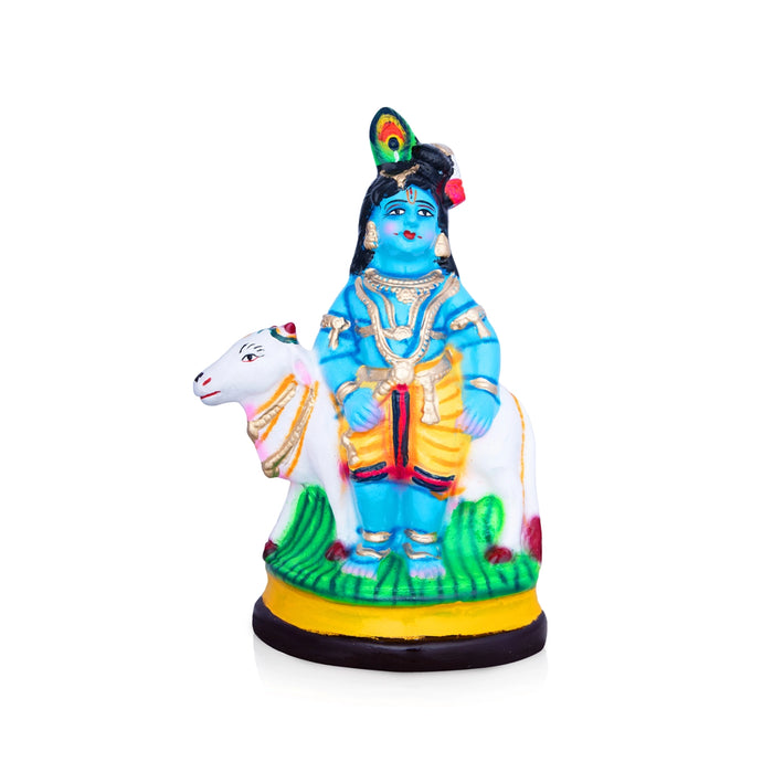 Cow Krishna Paper Mache Golu Bommai - 11 x 7 Inches | Giri Golu Doll/ Navaratri Golu Bomma/Gombe/Bommai