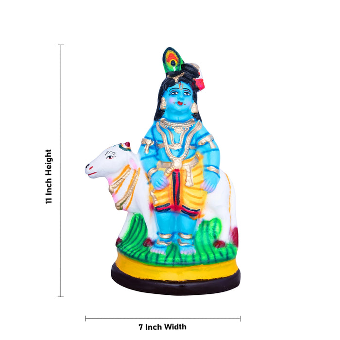 Cow Krishna Paper Mache Golu Bommai - 11 x 7 Inches | Giri Golu Doll/ Navaratri Golu Bomma/Gombe/Bommai