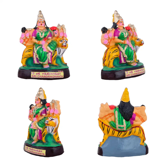 Nava Durga Clay Golu Bommai Set - 9 x 6 Inches | Giri Golu Doll/Navaratri Golu Bomma/Gombe/Bommai