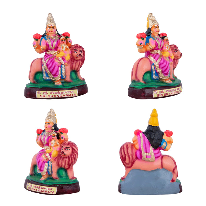 Nava Durga Clay Golu Bommai Set - 9 x 6 Inches | Giri Golu Doll/Navaratri Golu Bomma/Gombe/Bommai