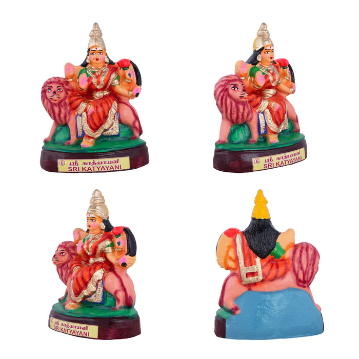 Nava Durga Clay Golu Bommai Set - 9 x 6 Inches | Giri Golu Doll/Navaratri Golu Bomma/Gombe/Bommai