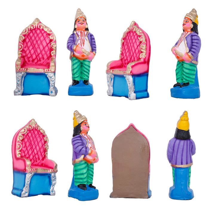 Ravana Darbar Clay Golu Bommai Set - 12 x 10 Inches | Giri Golu Doll/ Navaratri Golu Bomma/Gombe/Bommai - Clay Kolu Bommai