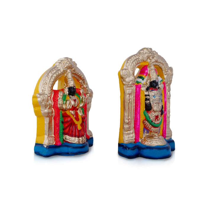 Perumal Thayar Clay Golu Bommai Pair - 8 x 4.5 Inches | Giri Golu Doll/ Navaratri Golu Bomma/Gombe/Bommai - Clay Kolu Bommai