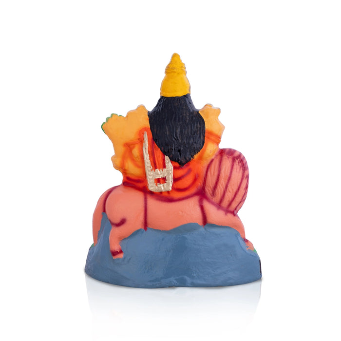 Durga Sitting On Lion Clay Kolu Bommai - 10 x 8 Inches | Giri Golu Doll/ Navaratri Golu Bommalu/ Gombe