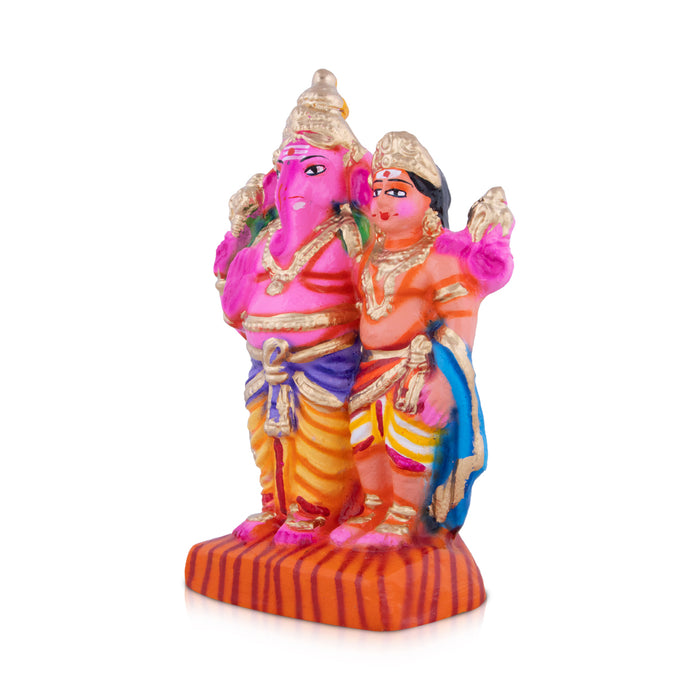 Vinayagar Murugan Clay Golu Bommai - 10 x 6 Inches | Giri Golu Doll/ Navaratri Golu Bomma/Gombe/Bommai