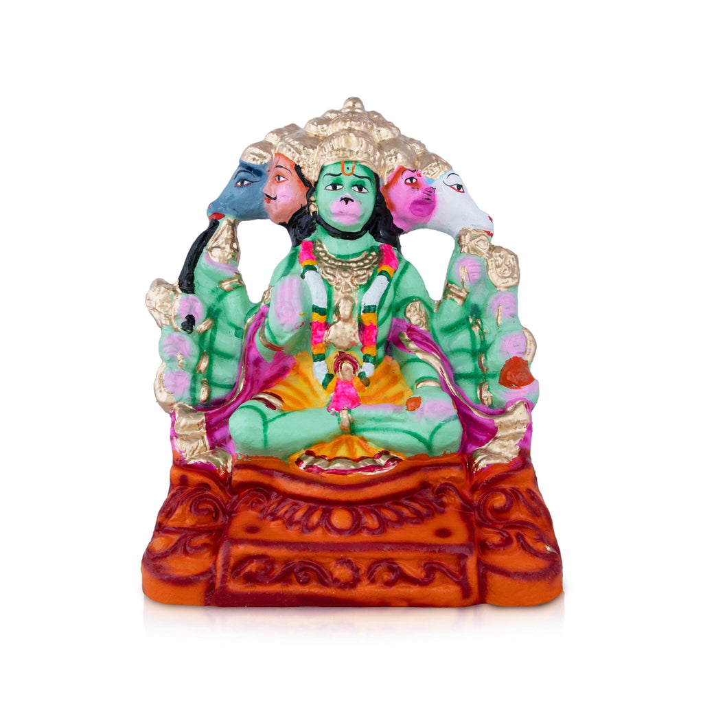 Panchamugam Hanuman Clay Golu Bommai - 11 x 9 Inches | Giri Golu Doll/ Navaratri Golu Bomma/Gombe/Bommai