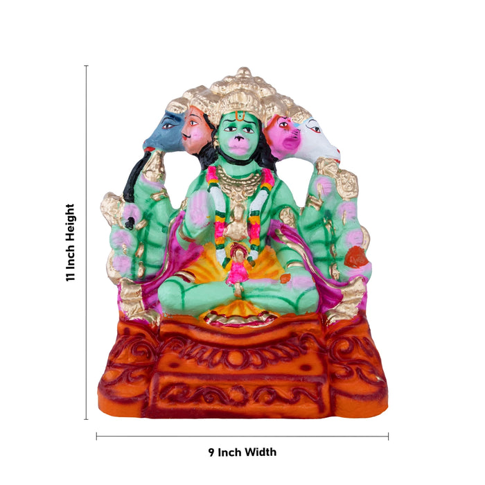 Panchamugam Hanuman Clay Golu Bommai - 11 x 9 Inches | Giri Golu Doll/ Navaratri Golu Bomma/Gombe/Bommai