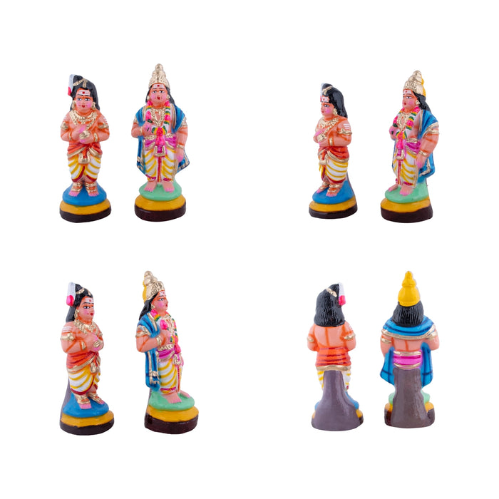 Nalvar Clay Golu Bommai Set - 9 x 3 Inches | Giri Golu Doll/ Navaratri Golu Bomma/Gombe/Bommai - Clay Kolu Bommai