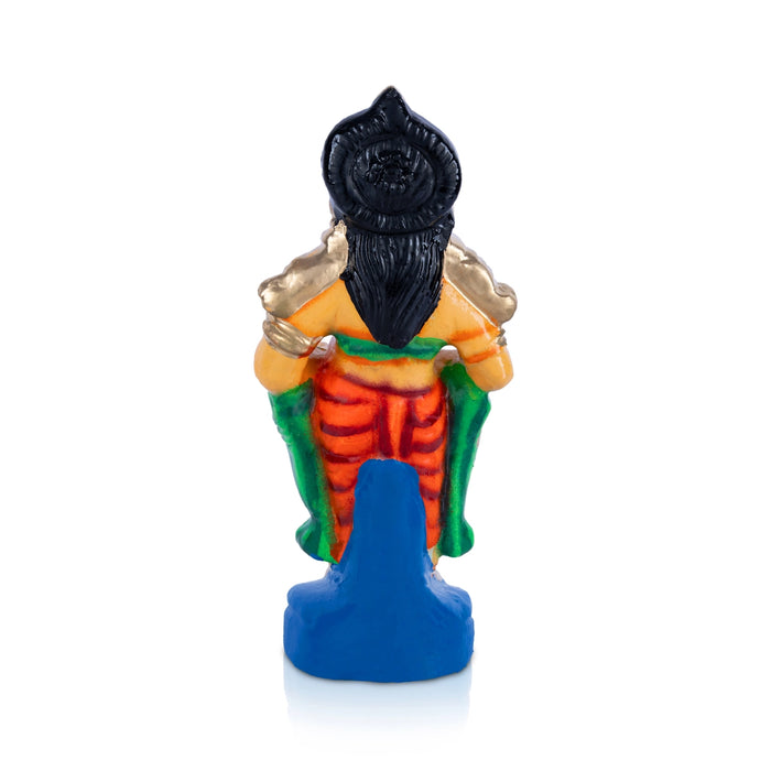 Paavai Vilakku Clay Golu Bommai Pair - 8 x 3.5 Inches | Giri Golu Doll/ Navaratri Golu Bomma/ Dasara Doll