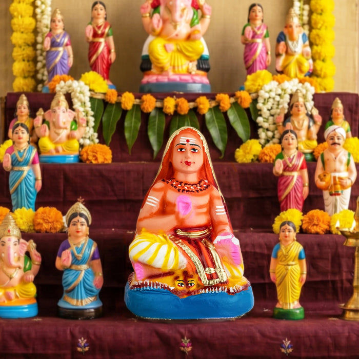 Adi Shankara Clay Golu Bommai - 7 x 5.5 Inches | Giri Golu Doll/ Navaratri Kolu Bommai/ Bomma/ Gombe
