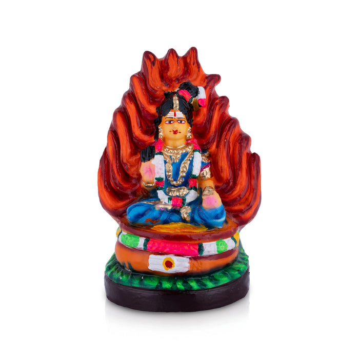 Theechatti Amman Clay Golu Bommai - 8.8 x 5.8 Inches | Giri Golu Doll/ Navaratri Kolu Bomma