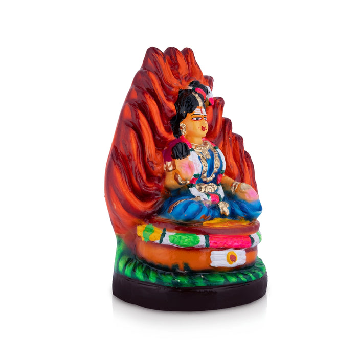 Theechatti Amman Clay Golu Bommai - 8.8 x 5.8 Inches | Giri Golu Doll/ Navaratri Kolu Bomma