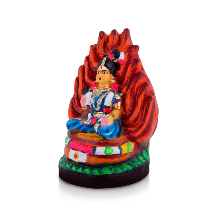 Theechatti Amman Clay Golu Bommai - 8.8 x 5.8 Inches | Giri Golu Doll/ Navaratri Kolu Bomma