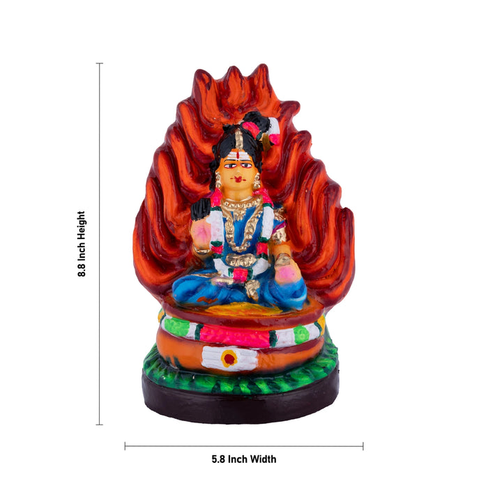 Theechatti Amman Clay Golu Bommai - 8.8 x 5.8 Inches | Giri Golu Doll/ Navaratri Kolu Bomma