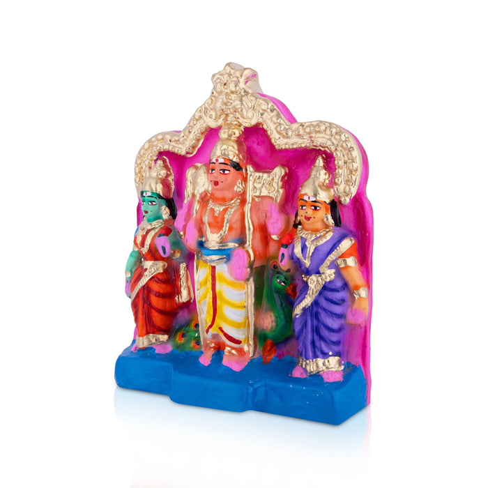 Murugan Valli Deivanai Clay Golu Bommai Set - 8.5 x 6.5 Inches | Giri Golu Doll/ Navaratri Golu Bommalu/ Gombe