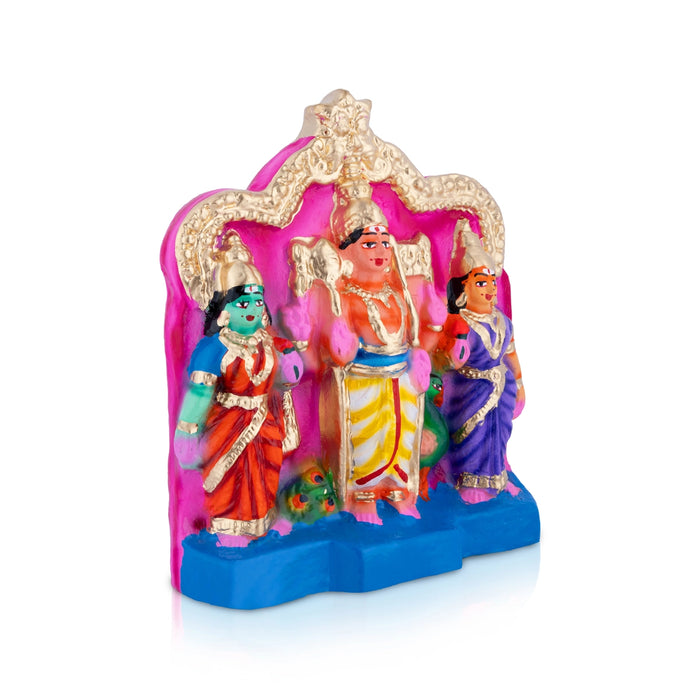 Murugan Valli Deivanai Clay Golu Bommai Set - 8.5 x 6.5 Inches | Giri Golu Doll/ Navaratri Golu Bommalu/ Gombe