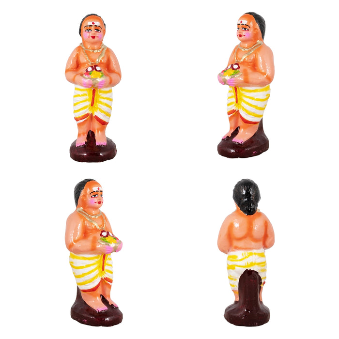 Kamakshi Vilakku Poojai Clay Golu Bommai Set - 10 x 5.5 Inches | Giri Golu Doll/ Navaratri Golu Bomma/Gombe/Bommai - Clay Kolu Bommai