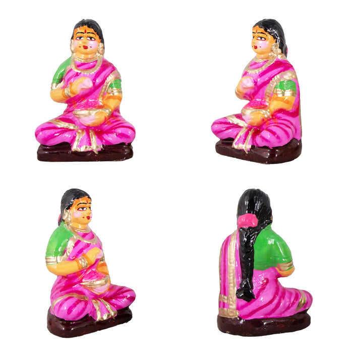 Kamakshi Vilakku Poojai Clay Golu Bommai Set - 10 x 5.5 Inches | Giri Golu Doll/ Navaratri Golu Bomma/Gombe/Bommai - Clay Kolu Bommai