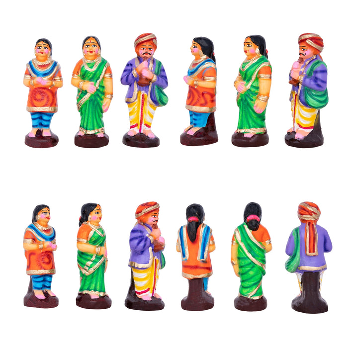 Boom Boom Madu Clay Golu Bommai Set - 8 x 9 Inches | Giri Golu Doll/ Navaratri Golu Bomma/Gombe/Bommai - Clay Kolu Bommai