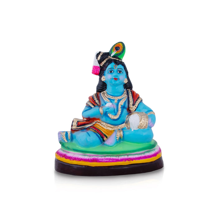 Butter Krishna Paper Mache Golu Bommai - 11 x 9 Inches | Giri Golu Doll/ Navaratri Golu Bomma/Gombe/Bommai