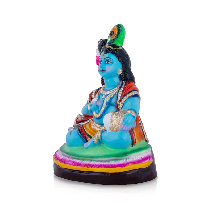 Butter Krishna Paper Mache Golu Bommai - 11 x 9 Inches | Giri Golu Doll/ Navaratri Golu Bomma/Gombe/Bommai