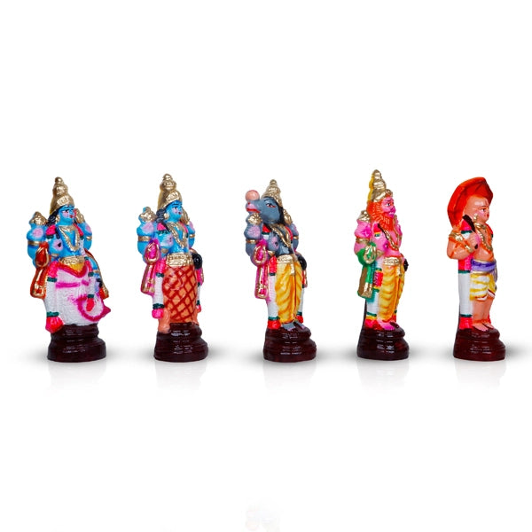 Dasavatharam Clay Golu Bommai Set - 6 x 3.5 Inches | Giri Golu Doll/ Navaratri Golu Bomma/Gombe/Bommai - Clay Kolu Bommai
