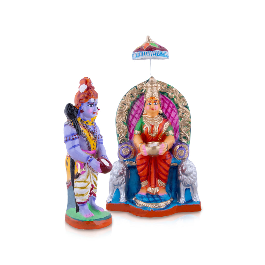 Annapurna Devi Murti Clay Golu Bommai Pair - 14 x 7 Inches | Giri Golu Doll/ Navaratri Golu Bomma/Gombe/Bommai