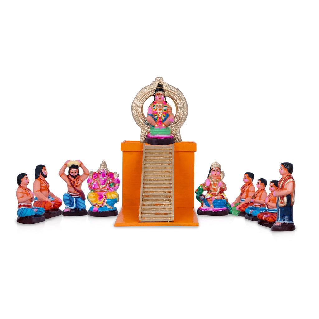 Ayyappan Pooja Clay Golu Bommai Set - 14 x 12 Inches | Giri Golu Doll/ Navaratri Golu Bomma/ Gombe/ Bommai