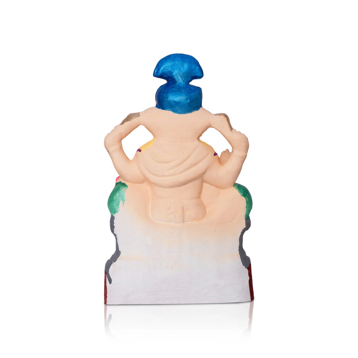 Lord Ganesha On Diwan Clay Murti - 8 x 5.5 Inches| Left Trunk Ganapathi Idol for Vinayagar Chaturthi