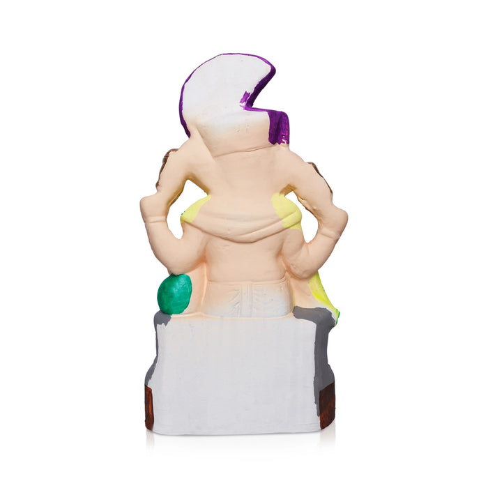 Vinayagar Seated On Diwan Clay Idol - 17 x 8.5 Inches | Left Trunk Ganapati Idol for Vinayagar Chaturthi