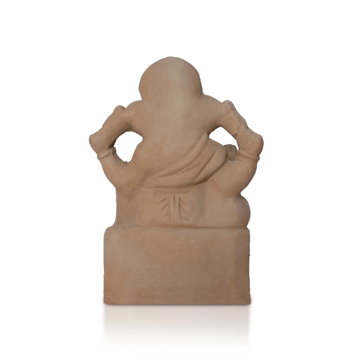Ganapati Clay Idol - 8 x 5 Inches | Ganesha Murti for Pooja, Home & Spiritual Prayer