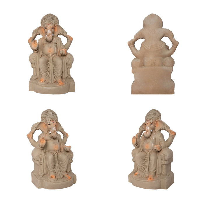 Lord Ganesha Clay Murti - 14 x 8.5 Inches | Ganapathi Idol for Pooja & Religious Ceremonies