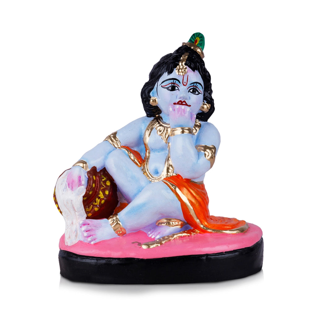 Butter Krishna Clay Golu Bommai - 7 x 6 Inches | Giri Golu Doll/ Navaratri Golu Bomma/Gombe/Bommai