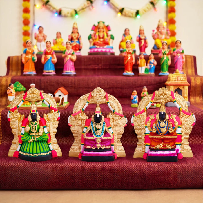 Solingar Clay Golu Bommai Set - 12 x 11.5 Inches | Giri Golu Doll/ Navaratri Kolu Bomma/ Dasara Doll