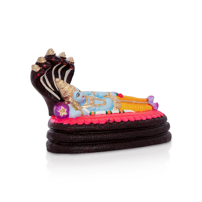 Sri Ranganathar Statue Clay Golu Bommai - 6 X 8 Inches | Giri Golu Doll/ Navaratri Golu Bomma/ Gombe/ Bommai - Clay Kolu Bommai