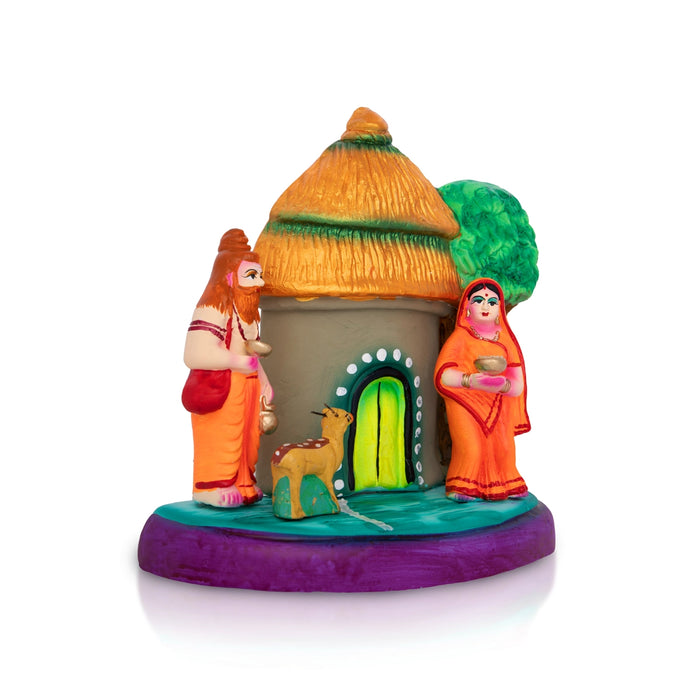 Ravana Sita Apaharan Clay Golu Bommai - 8 X 8 Inches | Giri Golu Doll/ Navaratri Golu Bomma/ Gombe/ Bommai - Clay Kolu Bommai