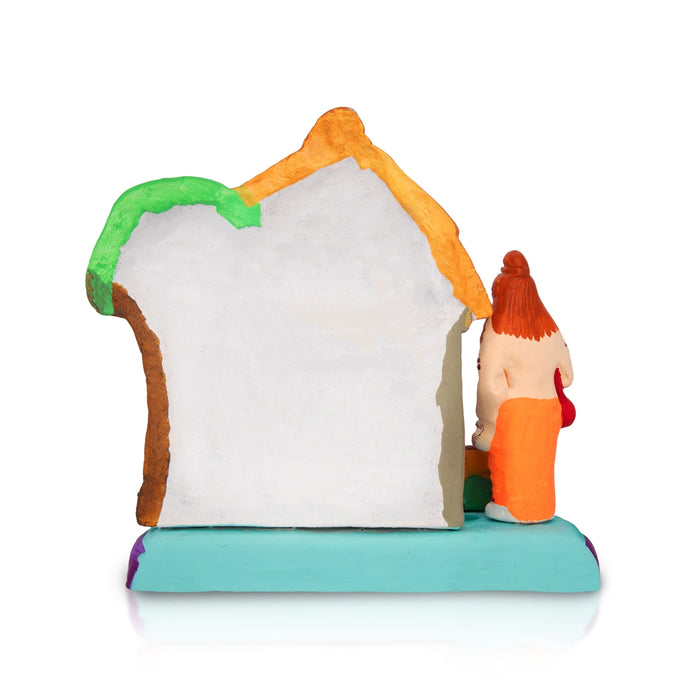 Ravana Sita Apaharan Clay Golu Bommai - 8 X 8 Inches | Giri Golu Doll/ Navaratri Golu Bomma/ Gombe/ Bommai - Clay Kolu Bommai