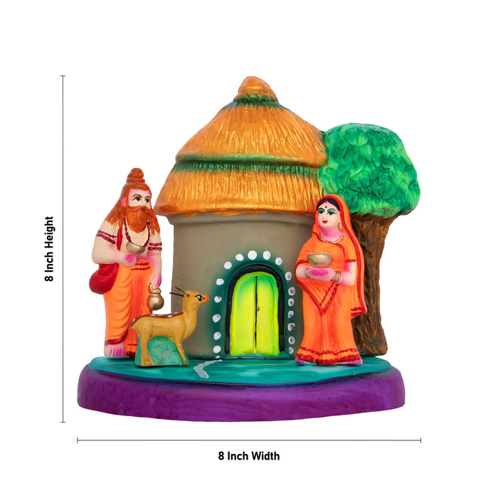 Ravana Sita Apaharan Clay Golu Bommai - 8 X 8 Inches | Giri Golu Doll/ Navaratri Golu Bomma/ Gombe/ Bommai - Clay Kolu Bommai