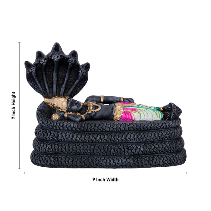 Sri Ranganathar Statue Clay Golu Bommai - 7 X 9 Inches | Giri Golu Doll/ Navaratri Golu Bomma/ Gombe/ Bommai - Clay Kolu Bommai