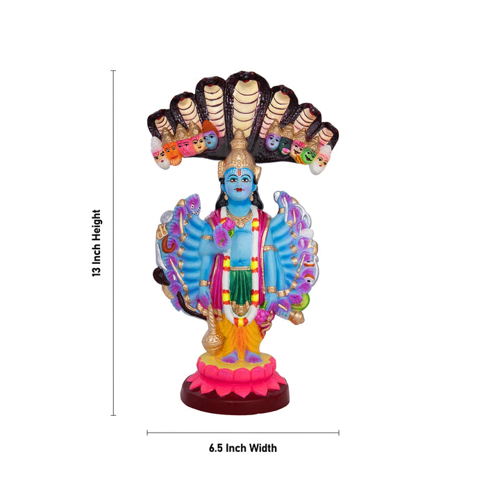 Vishnu Vishwaroopam Clay Golu Bommai - 13 X 6.5 Inches | Giri Golu Doll/ Navaratri Golu Bomma/ Gombe/ Bommai - Clay Kolu Bommai