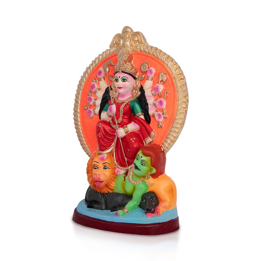 Durga Mahishasura Mardini Clay Golu Bommai- 10 X 6.5 Inches | Giri Golu Doll/Navaratri Golu Bomma/Gombe/Bommai for traditiona…