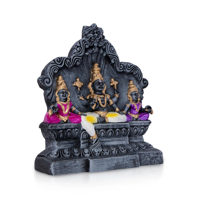 Vishnu Sridevi Bhudevi Clay Golu Bommai - 8.5 X 7.5 Inches | Giri Golu Doll/Navaratri Golu Bomma/Gombe/ Bommai - Clay Kolu Bommai