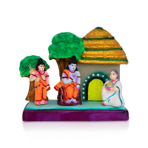 Ramayana Shabari Bhakti Clay Golu Bommai - 7.5 X 8.5 Inches | Giri Golu Doll/ Navaratri Golu Bommai/ Gombe - Clay Kolu Bommai