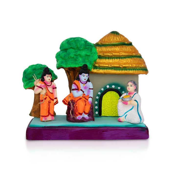 Ramayana Shabari Bhakti Clay Golu Bommai - 7.5 X 8.5 Inches | Giri Golu Doll/ Navaratri Golu Bommai/ Gombe - Clay Kolu Bommai