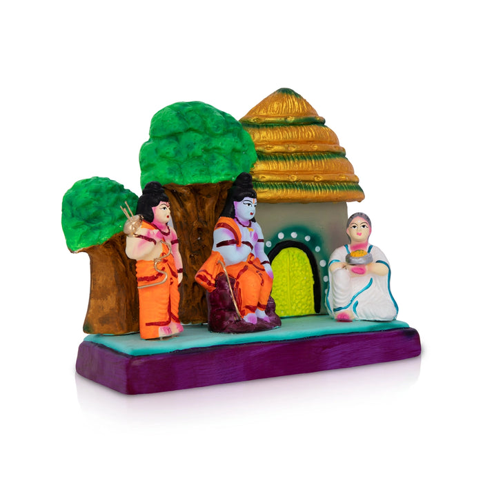 Ramayana Shabari Bhakti Clay Golu Bommai - 7.5 X 8.5 Inches | Giri Golu Doll/ Navaratri Golu Bommai/ Gombe - Clay Kolu Bommai