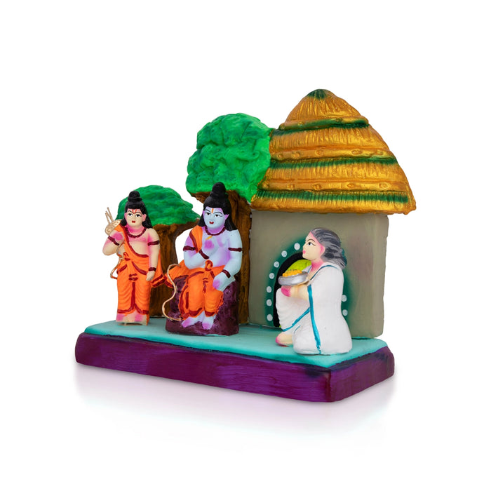 Ramayana Shabari Bhakti Clay Golu Bommai - 7.5 X 8.5 Inches | Giri Golu Doll/ Navaratri Golu Bommai/ Gombe - Clay Kolu Bommai
