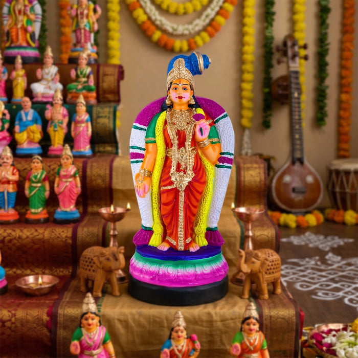 Andal Clay Golu Bommai - 17 x 7.5 Inches | Giri Golu Doll/ Navaratri Golu Bomma/Gombe/Bommai